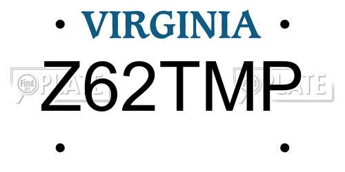Z62TMP Virginia License Plate