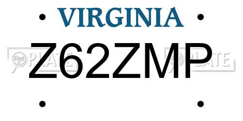 Z62ZMP Virginia License Plate