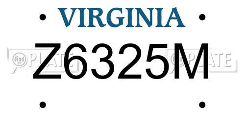 Z6325M Virginia License Plate