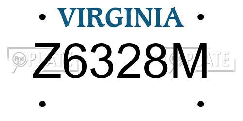 Z6328M Virginia License Plate