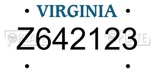 Z642123 Virginia License Plate