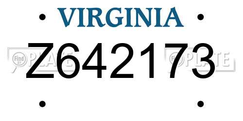 Z642173 Virginia License Plate