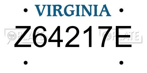 Z64217E Virginia License Plate