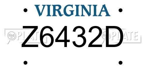 Z6432D Virginia License Plate