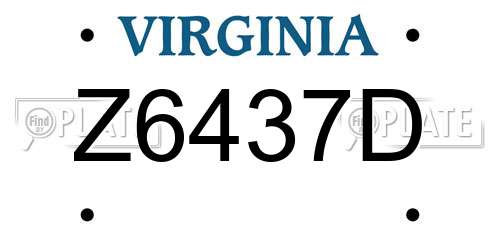 Z6437D Virginia License Plate