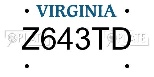 Z643TD Virginia License Plate