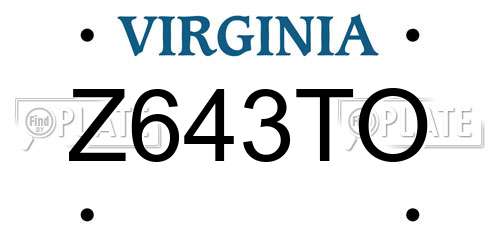 Z643TO Virginia License Plate