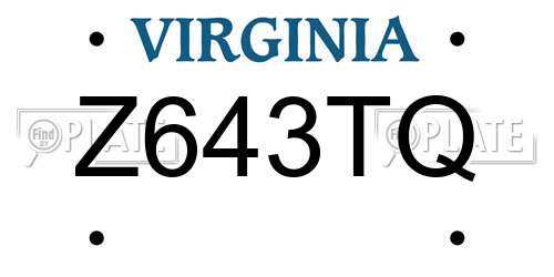 Z643TQ Virginia License Plate