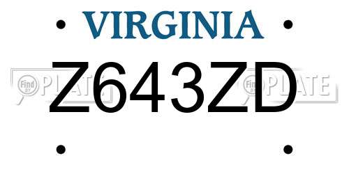 Z643ZD Virginia License Plate
