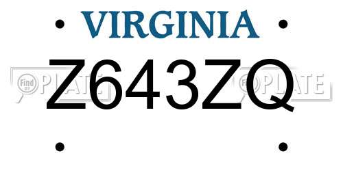 Z643ZQ Virginia License Plate