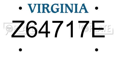 Z64717E Virginia License Plate