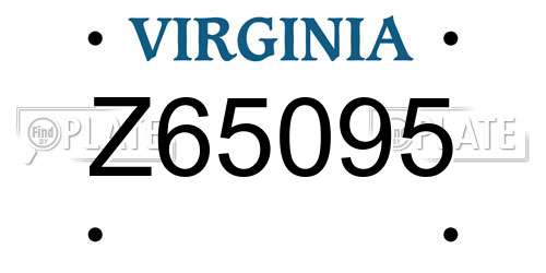 Z65095 Virginia License Plate