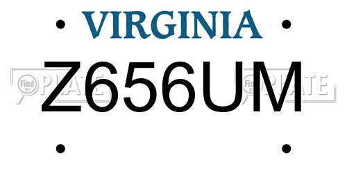 Z656UM Virginia License Plate