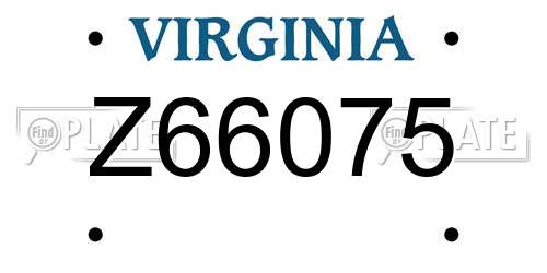 Z66075 Virginia License Plate
