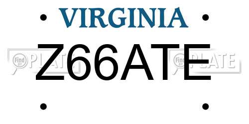 Z66ATE Virginia License Plate