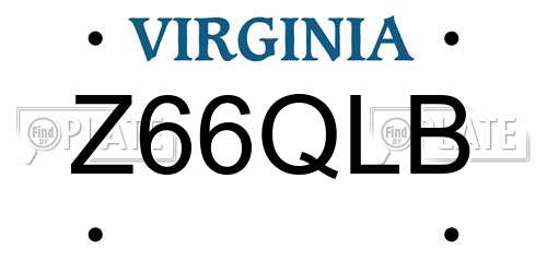 Z66QLB Virginia License Plate