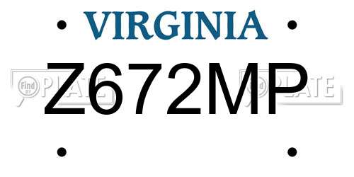 Z672MP Virginia License Plate