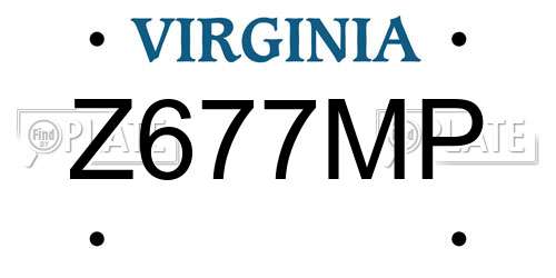 Z677MP Virginia License Plate