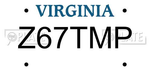 Z67TMP Virginia License Plate