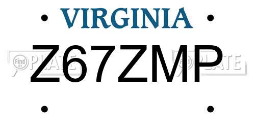 Z67ZMP Virginia License Plate