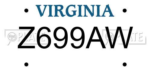 Z699AW Virginia License Plate