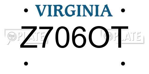 Z706OT Virginia License Plate