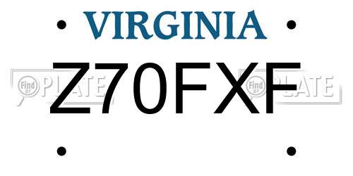 Z70FXF Virginia License Plate
