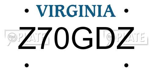 Z70GDZ Virginia License Plate