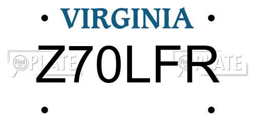 Z70LFR Virginia License Plate