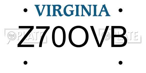 Z70OVB Virginia License Plate