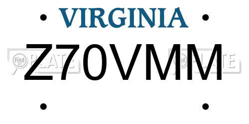 Z70VMM Virginia License Plate