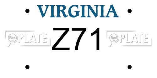 Z71 Virginia License Plate