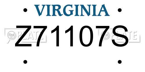 Z71107S Virginia License Plate