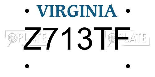 Z713TF Virginia License Plate