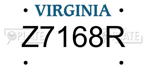 Z7168R Virginia License Plate