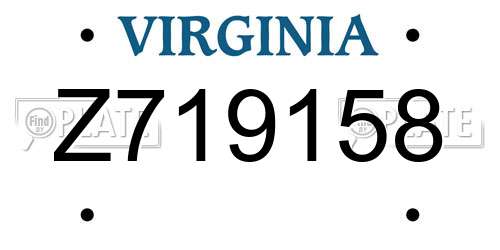 Z719158 Virginia License Plate