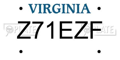 Z71EZF Virginia License Plate