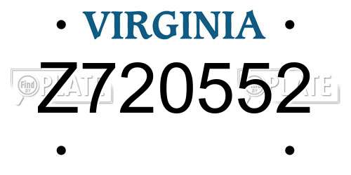 Z720552 Virginia License Plate