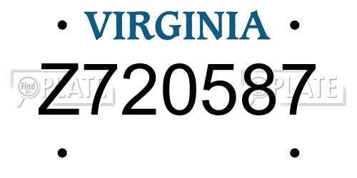 Z720587 Virginia License Plate