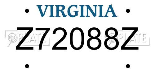 Z72088Z Virginia License Plate