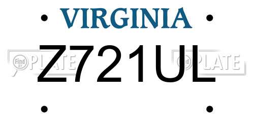 Z721UL Virginia License Plate