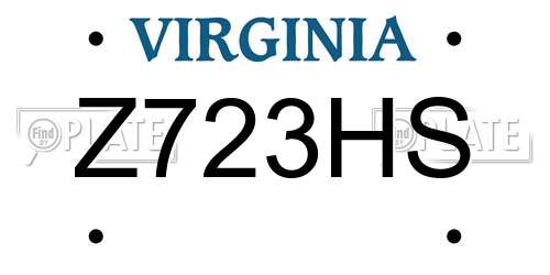 Z723HS Virginia License Plate