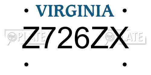 Z726ZX Virginia License Plate