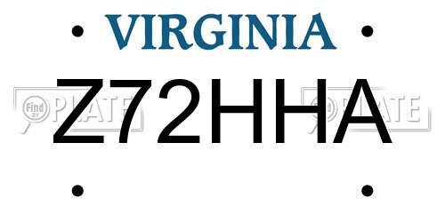 Z72HHA Virginia License Plate