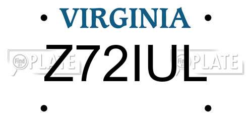 Z72IUL Virginia License Plate