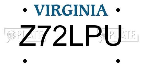 Z72LPU Virginia License Plate