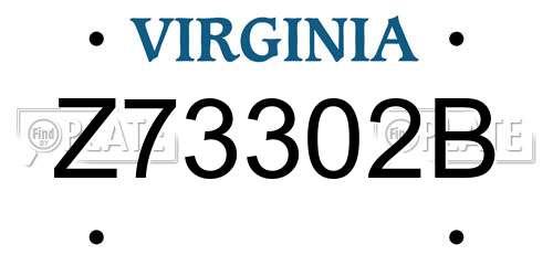 Z73302B Virginia License Plate