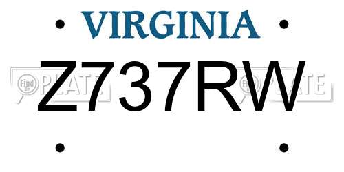 Z737RW Virginia License Plate