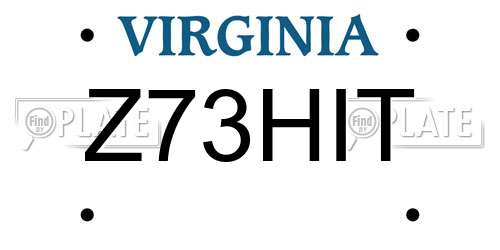 Z73HIT Virginia License Plate
