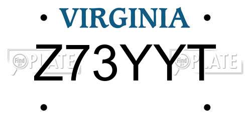 Z73YYT Virginia License Plate